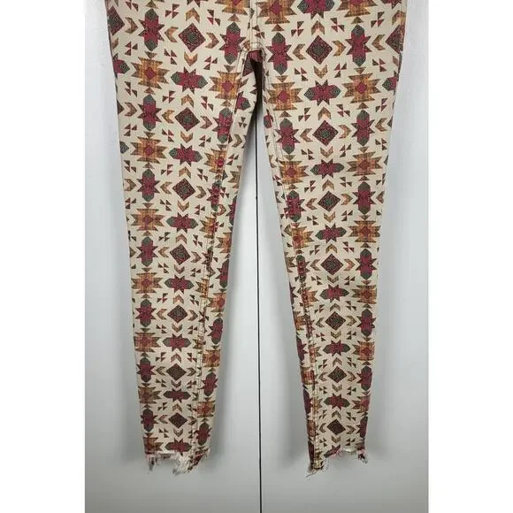 NWOT Free People We The Wild Child Printed Skinny Jeans Raw Hem | Size 25 - Picture 5 of 15